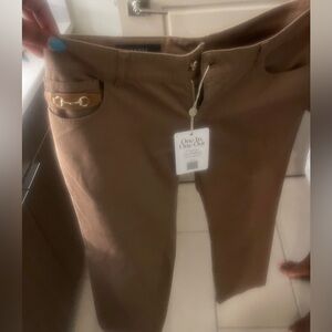 Gucci Tan Trousers with Gold Zipper